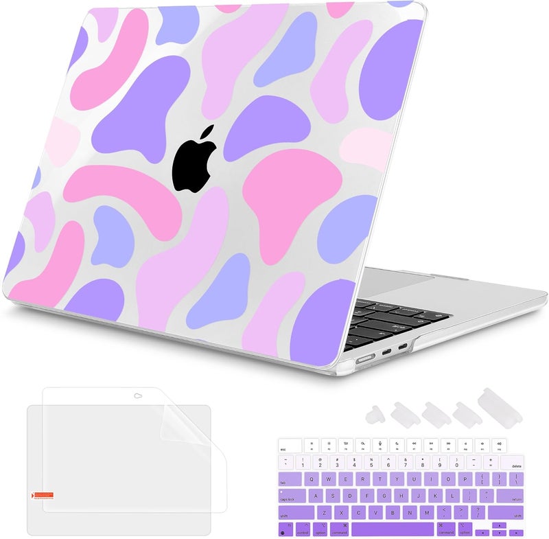 Mektron Designed for 2025/2024/2023 MacBook Air 15 INCH M4 A3241 /M3 A3114 /M2 A2941 Case, Printed Plastic Hard Shell Cover with 15.3" Liquid Retina Display Touch ID, Colorful Cow Leopard - Image 1